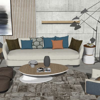 北欧现代沙发SU模型