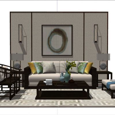 中式实木单人沙发