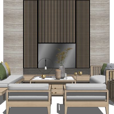 新中式实木沙发