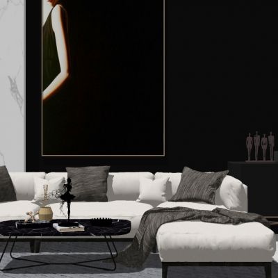 现代多人转角沙发