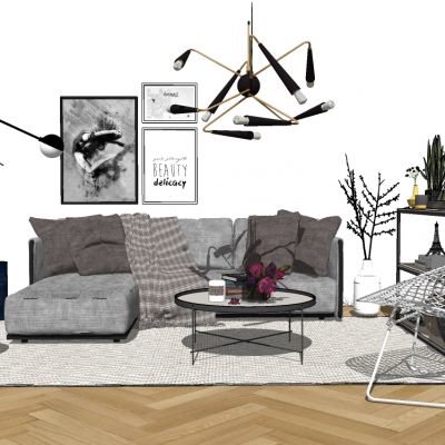 北欧现代转角沙发