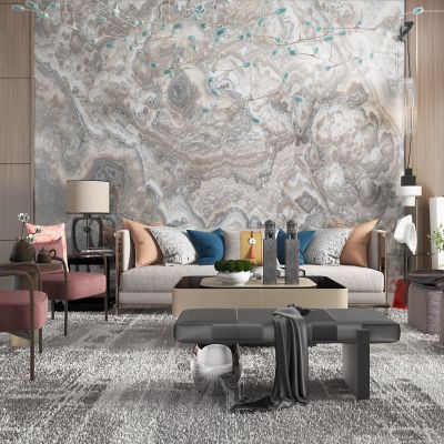 新中式客厅，客厅，沙发组合，