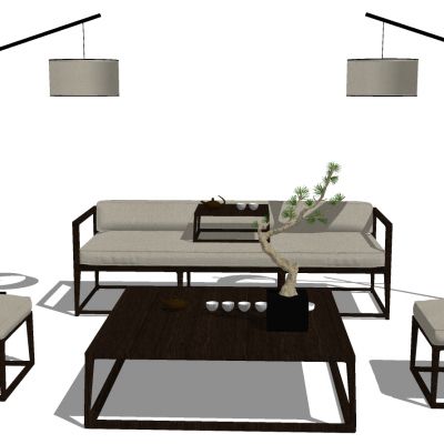 新中式古典实木沙发