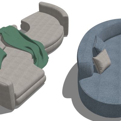 现代异形s形弧形多人沙发