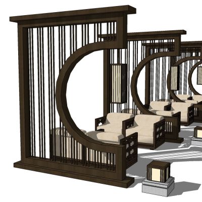 中式东南亚实木单人沙发