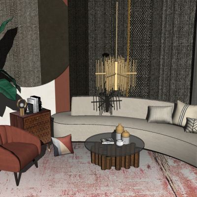 现代轻奢新古典弧形沙发