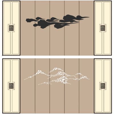 新中式山形云纹床头沙发