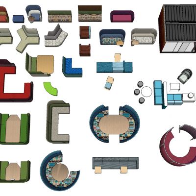 现代圆形弧形异形卡座公共座椅