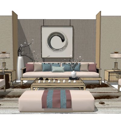 新中式东南亚实木沙发