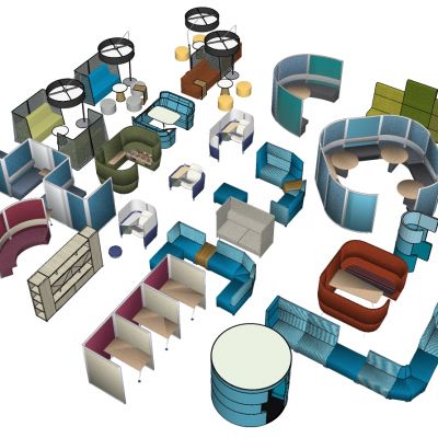 现代圆形弧形异形卡座公共座椅