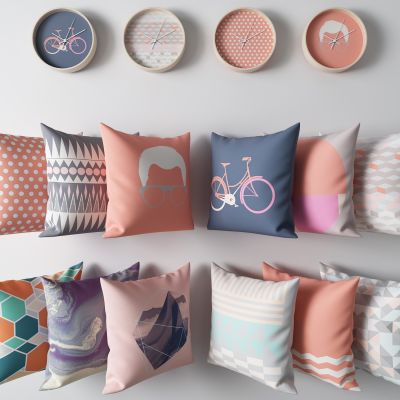 现代布艺抱枕 挂钟