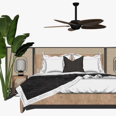 新中式东南亚双人床