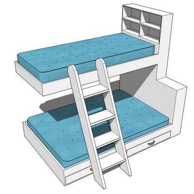 现代实木上铺高低床