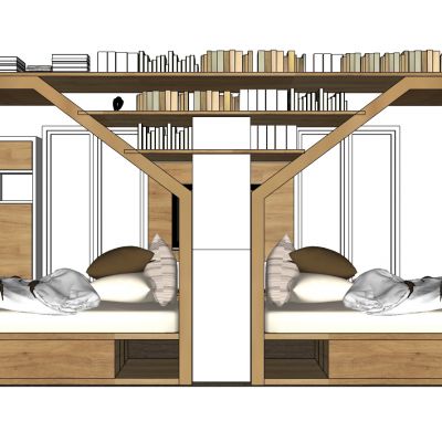 现代实木单人床