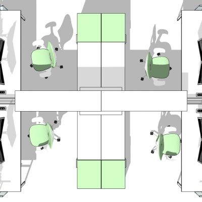现代开敞办公室工位办公椅