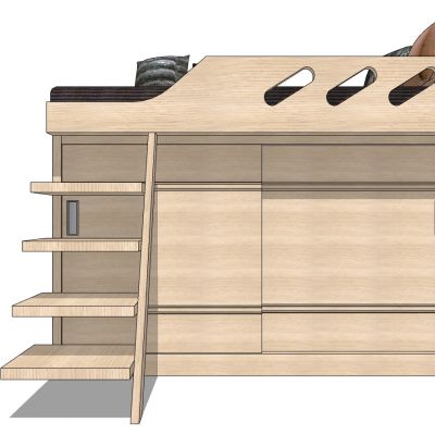 现代简约实木高低床