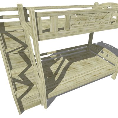 现代简约实木上铺高低床