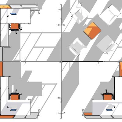 现代开敞办公室工位办公椅