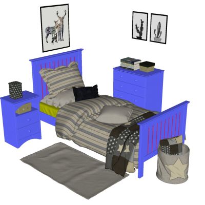 现代简约实木单人床