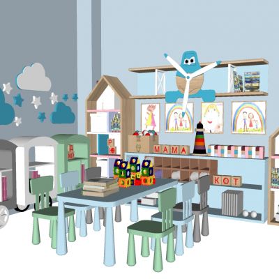 儿童教师玩具柜学习桌椅云朵