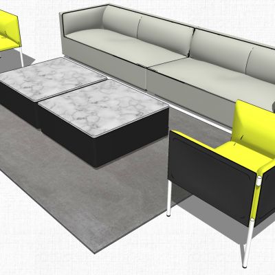 现代办公休闲等候区沙发茶几休闲椅子组合