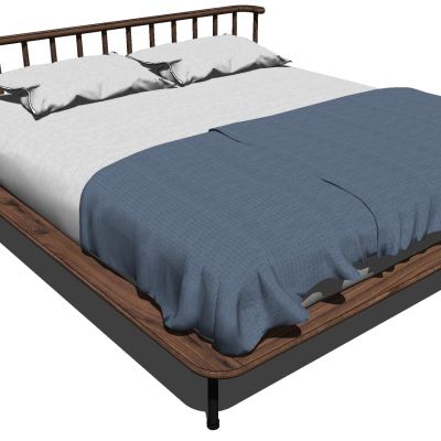 新中式东南亚乡村民宿木头实木双人床