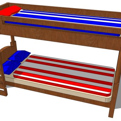 现代实木上铺高低床