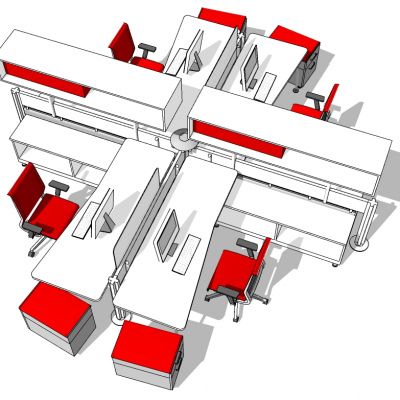 现代开敞办公室工位办公椅