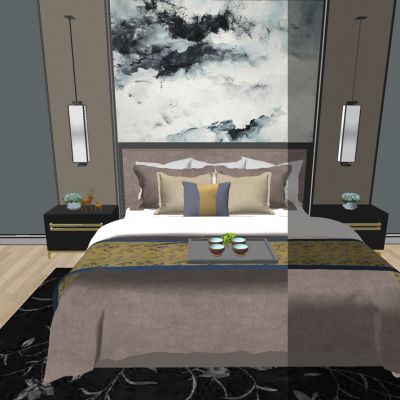 新中式卧室双人床