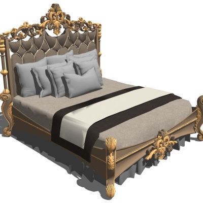 欧式美式法式古典雕花双人床