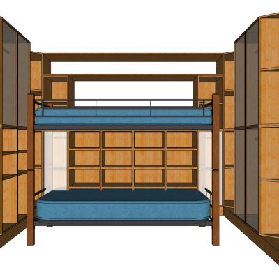 现代实木上铺高低床