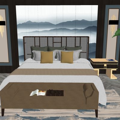 新中式卧室双人床