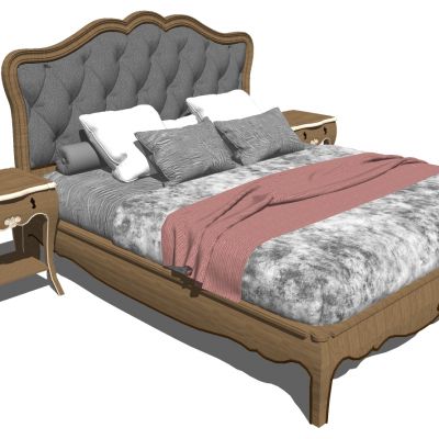 欧式美式法式古典雕花双人床