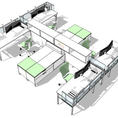 现代开敞办公室工位办公椅