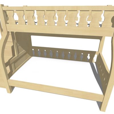 简欧式法式简约实木上铺高低床