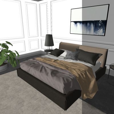 现代卧室皮质双人床