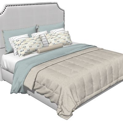 简欧式皮革软包双人床