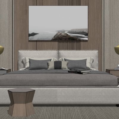 现代简约布艺双人床