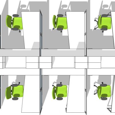 现代开敞办公室工位办公椅