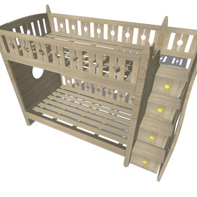 现代欧式法式简约实木单人上铺组合