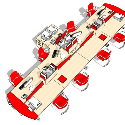 现代开敞办公室工位办公椅