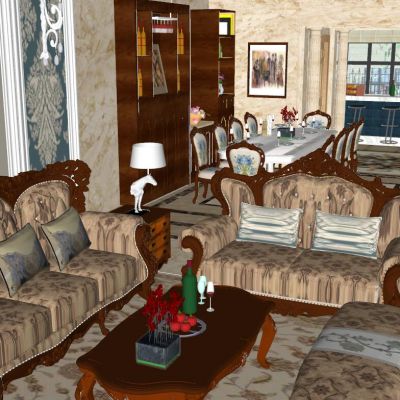 欧式别墅卧室床