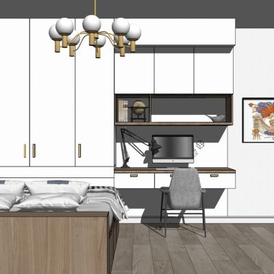 北欧loft榻榻米卧室式简约实木双人床