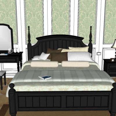 美式欧式实木双人床