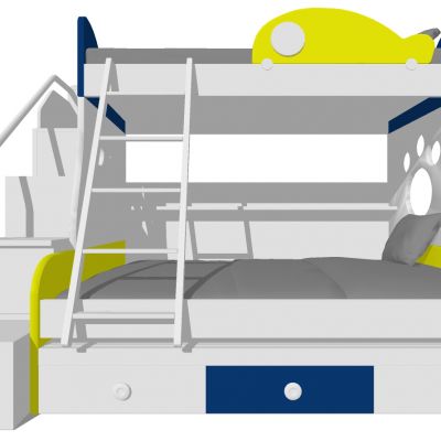 地中海实木上铺高低床