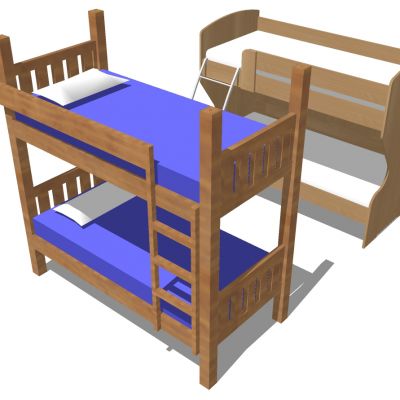 现代简约实木上铺单人床