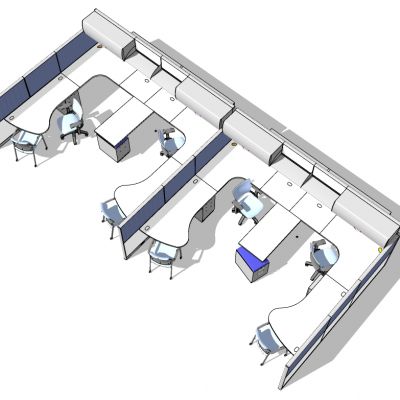 现代开敞办公室工位办公椅