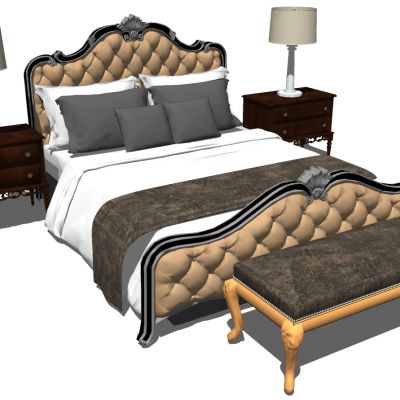 欧式美式法式古典雕花双人床