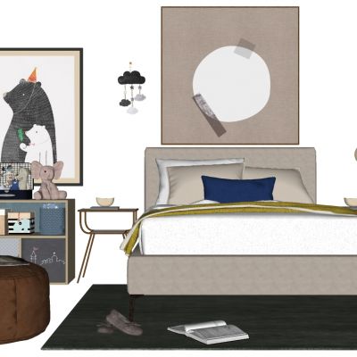 现代北欧儿童单人床