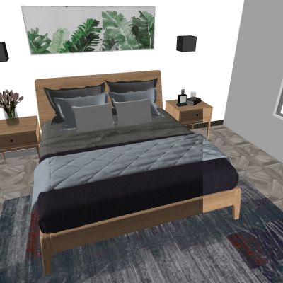 北欧实木双人床